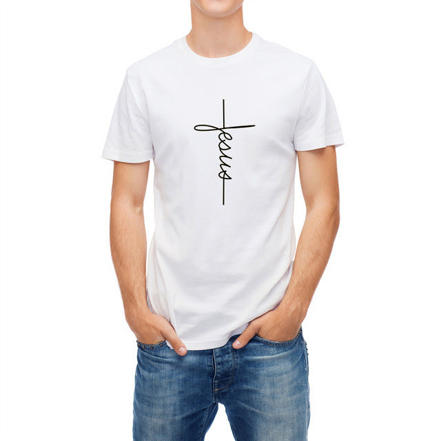 Men's and Woman’s Short Sleeve Jesus Christ Cross Print T-Shirt