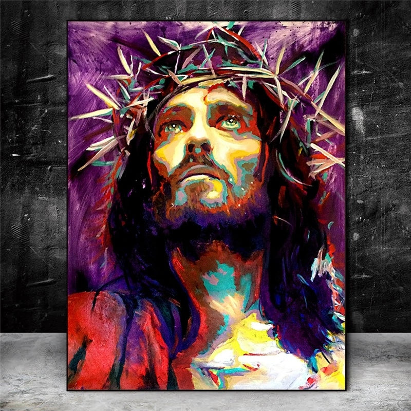 Abstract Portrait Art Of Jesus Canvas Painting On Wall