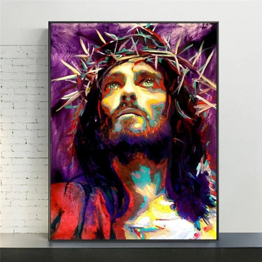 Abstract Portrait Art Of Jesus Canvas Painting On Wall