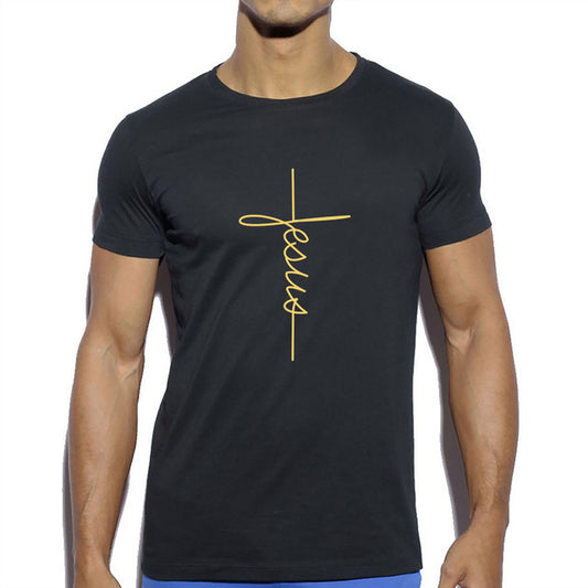 Men's and Woman’s Short Sleeve Jesus Christ Cross Print T-Shirt