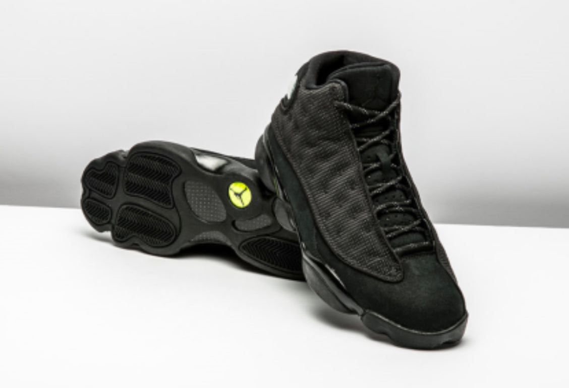 Black Kat Jordan color way basketball sneakers