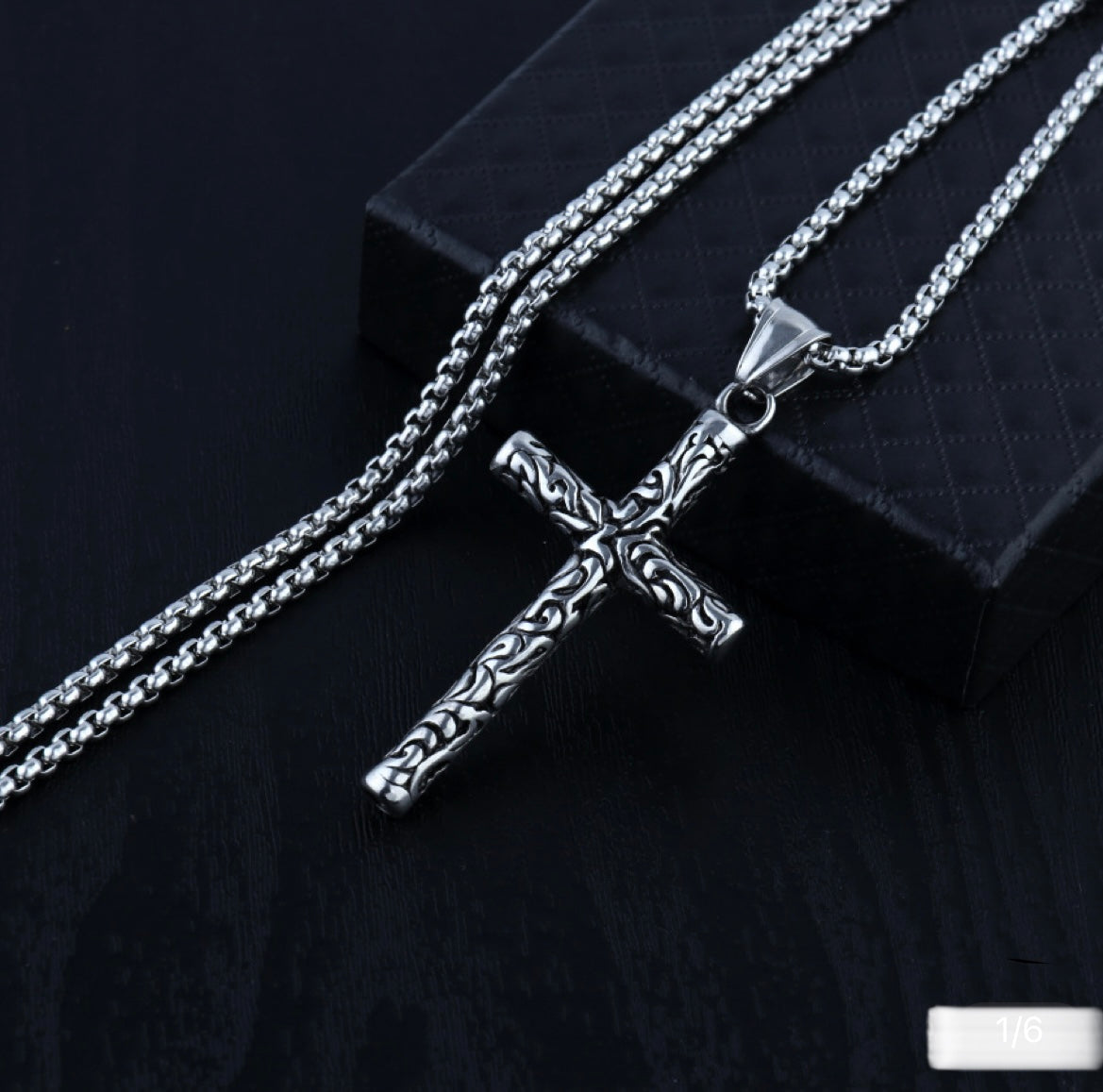 Vintage Carved Cross Necklace