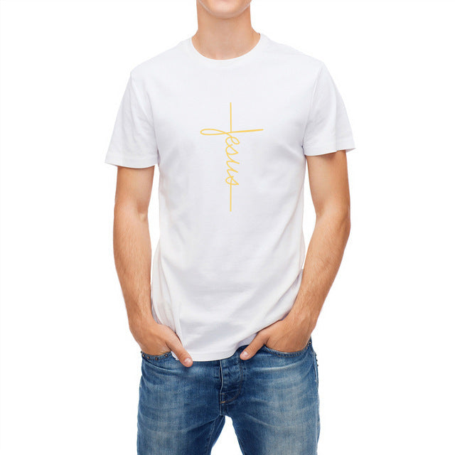 Men's and Woman’s Short Sleeve Jesus Christ Cross Print T-Shirt