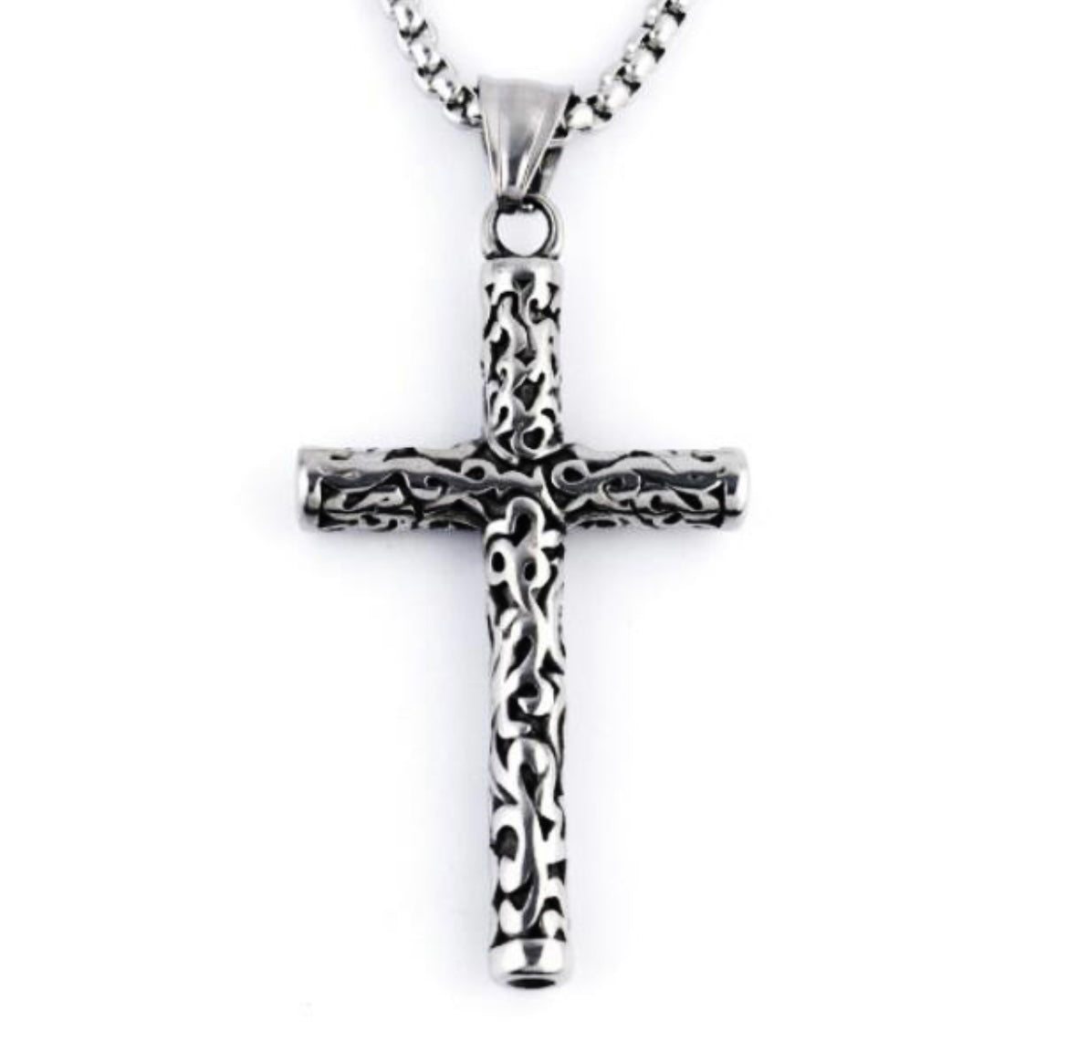 Vintage Carved Cross Necklace